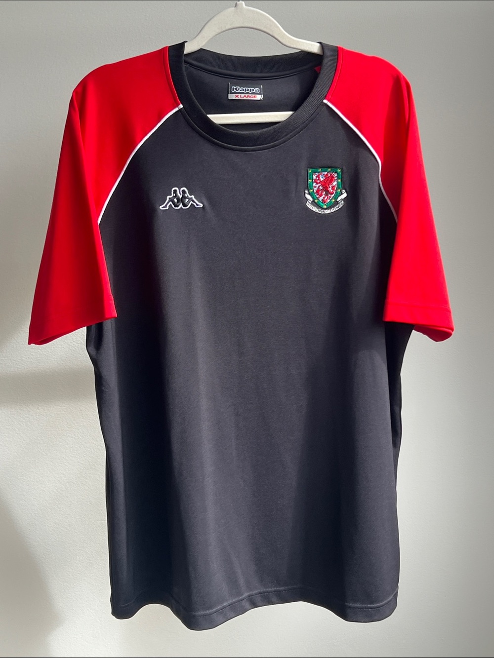 Kappa Black Tee with Red Raglan Sleeves and Crest